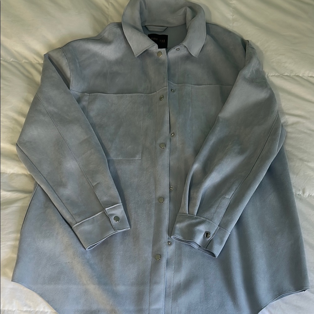 Blue faux suede jacket